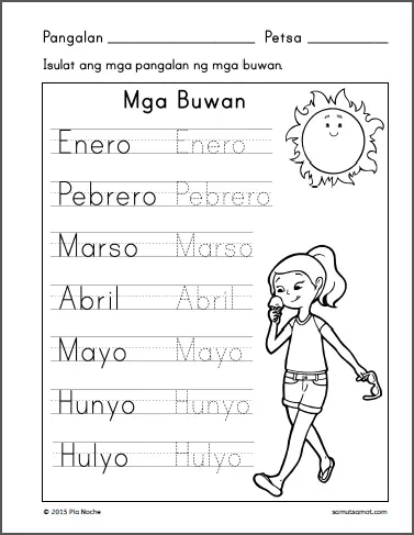 Mga Buwan Worksheets Samut Samot