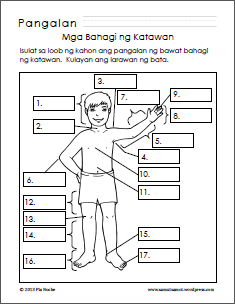 Mga Bahagi ng Katawan/Parts of the Body Worksheets - Samut-samot